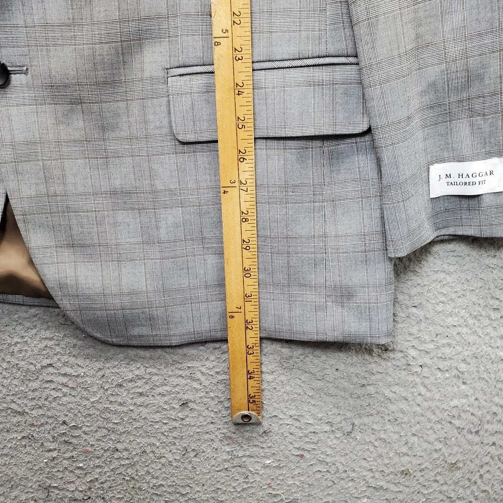 J.M. Haggar Blazer Jacket Men 48L Multi Plaid Lined Tailored-Fit Single Breasted